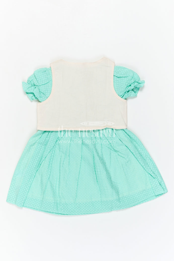 The Nesavu Girls Cotton Frock Baby Girl Outfit with Embroidered Jacket for Festive Wear and Outings Nesavu Nesavu Baby Girl Outfit With Embroidered Jacket For Festive Wear And Outings In Soft Cotton Comfort