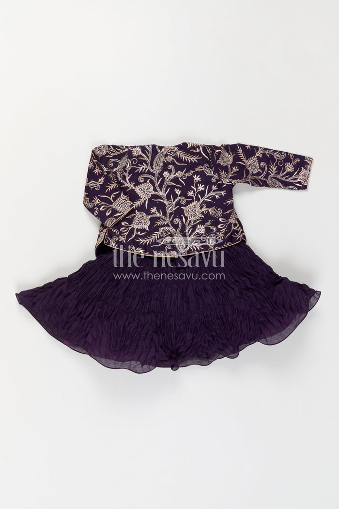 The Nesavu Silk Party Frock Baby Girl Party Frock with Jacket for Birthdays and Celebrations Nesavu Nesavu Baby Girl Party Frock With Embroidered Jacket In Silk And Georgette For Birthdays And Festive Wear