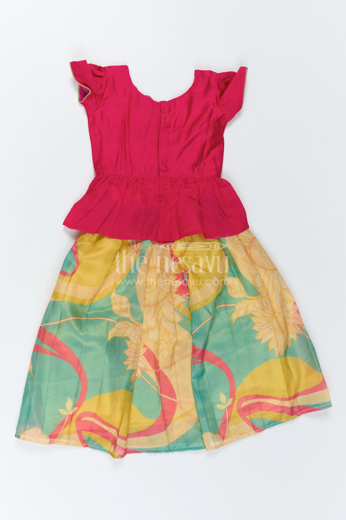 The Nesavu Pattu Pavadai Baby Girl Pattu Pavadai Dress for Festive Family Moments Nesavu Nesavu Baby Girl Pattu Pavadai Dress With Floral Digital Print For Festive Celebrations