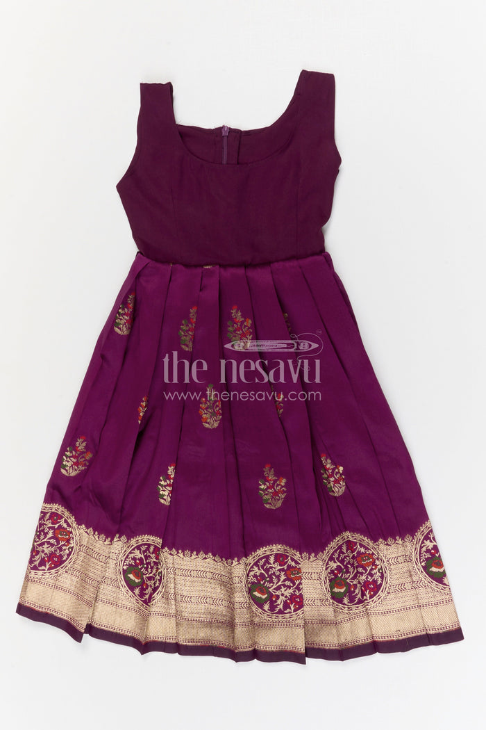 The Nesavu Pattu Pavadai Baby Girl Pattu Pavadai for Festivals and Temple Celebrations Nesavu Nesavu baby girl Banaras art silk pattu pavadai for festivals and temple visits with grand border