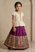 The Nesavu Pattu Pavadai Baby Girl Pattu Pavadai for Festivals and Traditional Celebrations Nesavu 18 (2Y) / Purple / Banarasi GPP371A-18 Nesavu baby girl pattu pavadai for festivals and weddings with Banaras art silk big zari border