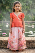 The Nesavu Pattu Pavadai Baby Girl Pattu Pavadai for Festive Celebrations and Family Photos Nesavu 18 (2Y) / Orange / Semi Banarasi GPP396A-18 Nesavu Baby Girl Pattu Pavadai With Floral Skirt And Beads Embroidery For Festive Occasions