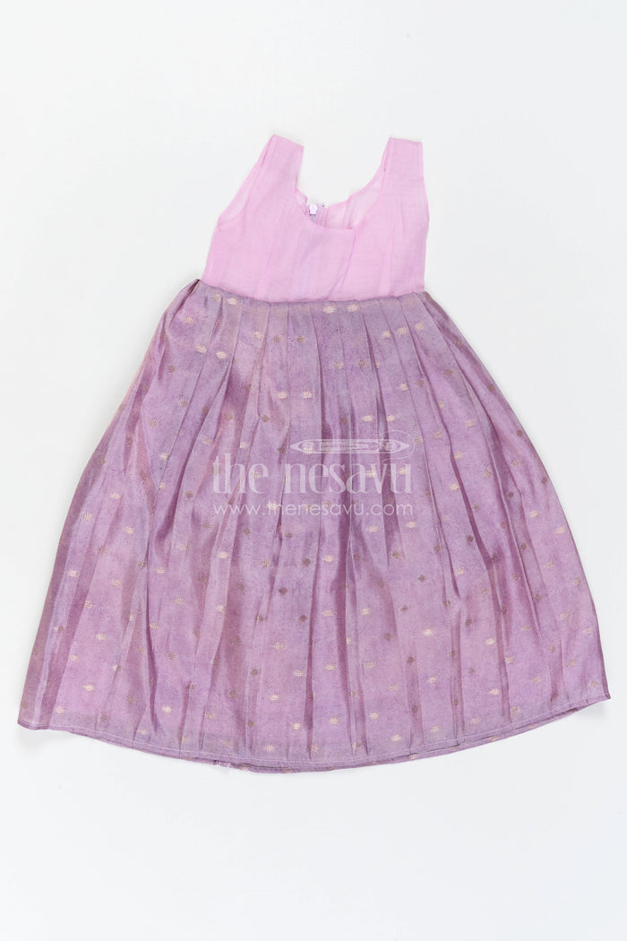 The Nesavu Pattu Pavadai Baby Girl Pattu Pavadai for Festive Occasions and Functions Nesavu 18 (2Y) / Purple / Semi Banarasi GPP387B-18 Nesavu Baby Girl Pattu Pavadai For Festive Occasions Semi Banaras Art Silk Traditional Outfit