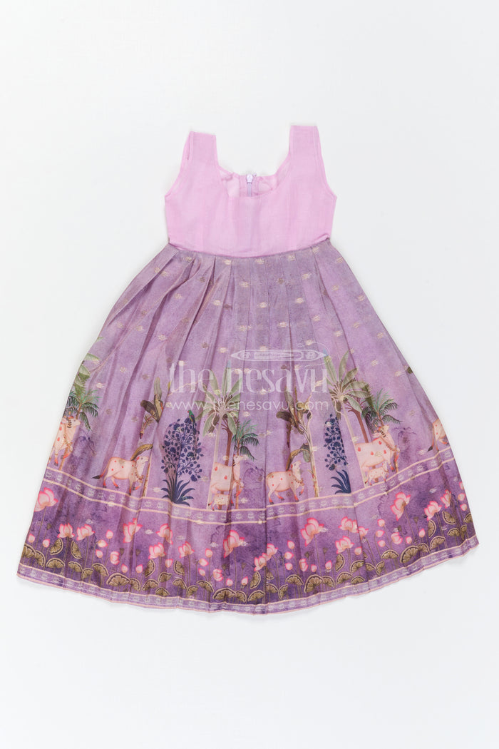 The Nesavu Pattu Pavadai Baby Girl Pattu Pavadai for Festive Occasions and Weddings Nesavu Nesavu Baby Girl Pattu Pavadai For Weddings Semi Banaras Silk With Digital Print Festive Outfit