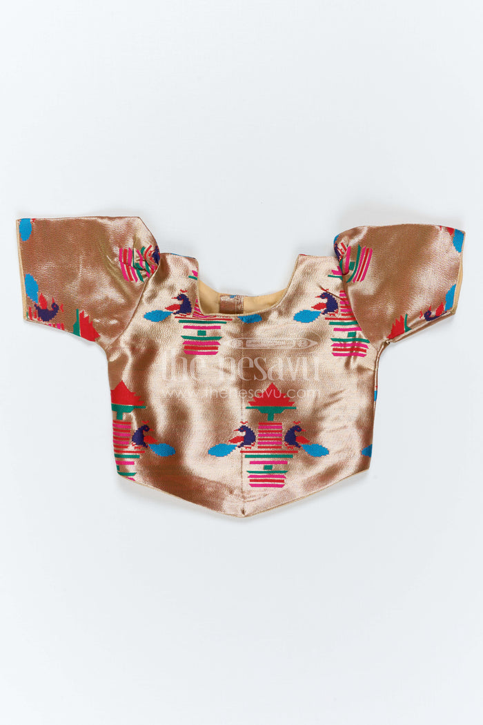 The Nesavu Pattu Pavadai Baby Girl Pattu Pavadai for Naming Ceremony and Festive Photos Nesavu Nesavu Baby Girl Pattu Pavadai With Paithani Blouse For Festive And Wedding Celebrations
