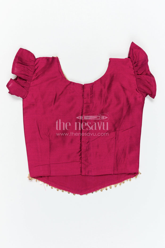 The Nesavu Pattu Pavadai Baby Girl Pattu Pavadai for Small Functions and Festive Wear Nesavu 18 (2Y) / Green / Semi Banarasi GPP389B-18 Nesavu Baby Girl Pattu Pavadai For Small Functions Semi Banaras Silk With Digital Print Ethnic Outfit