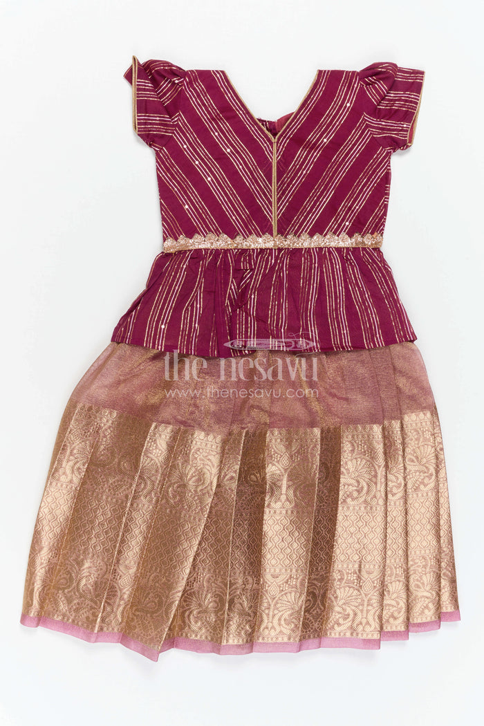 The Nesavu Pattu Pavadai Baby Girl Pattu Pavadai for Traditional Functions and Festivals Nesavu Nesavu Baby Girl Pattu Pavadai Semi Banaras Tissue Silk With Big Border For Festive And Traditional Wear