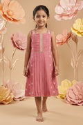 The Nesavu Girls Cotton Frock Baby Girl Pink Frock for Birthday Parties and Festive Outings Nesavu 22 (4Y) / Pink / Cotton GFC2179A-22 Nesavu Baby Girl Cotton Jacquard Frock For Birthday Parties And Festive Outings In Soft Breathable Fabric