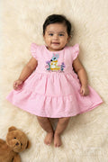 The Nesavu Baby Cotton Frocks Baby Girl Popcorn Embroidered Cotton Frock for Everyday Play Nesavu 14 (6M) / Pink BFJ893A-14 Nesavu baby girl cotton frock with popcorn texture and embroidery for playdates and daily wear