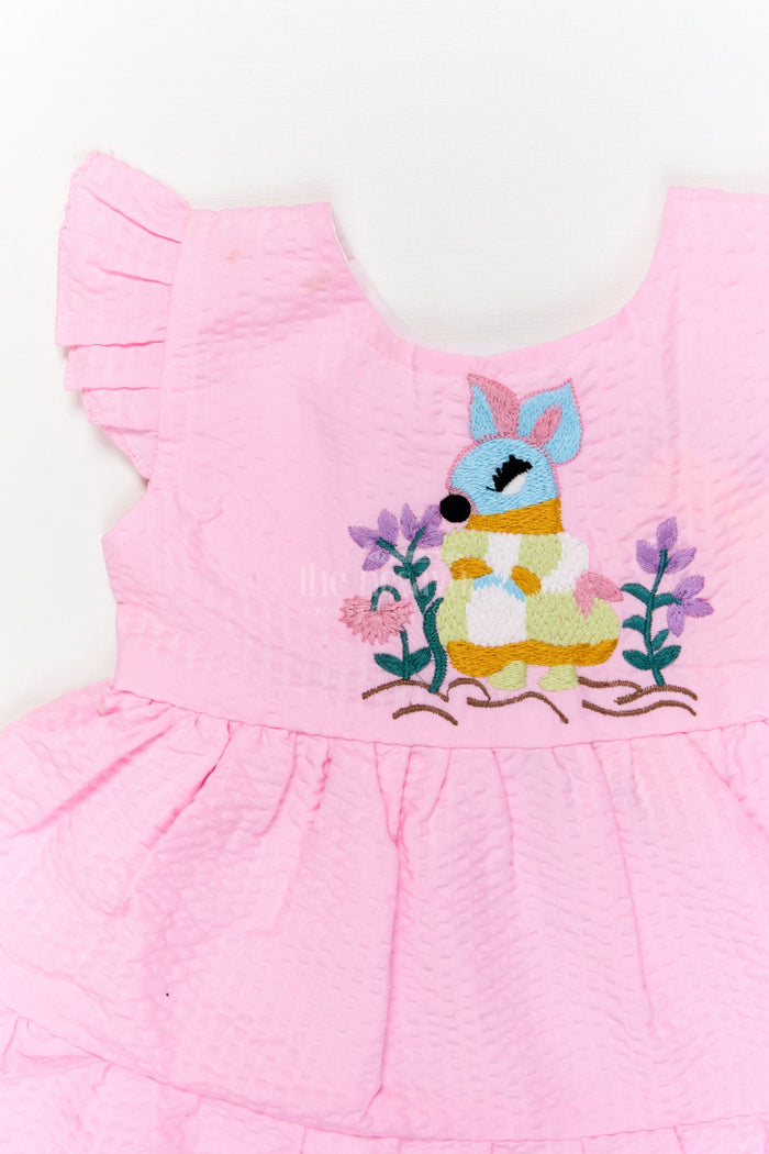 The Nesavu Baby Cotton Frocks Baby Girl Popcorn Embroidered Cotton Frock for Everyday Play Nesavu Nesavu baby girl cotton frock with popcorn texture and embroidery for playdates and daily wear