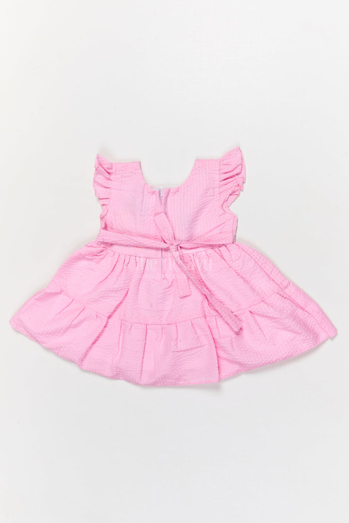 The Nesavu Baby Cotton Frocks Baby Girl Popcorn Embroidered Cotton Frock for Everyday Play Nesavu Nesavu baby girl cotton frock with popcorn texture and embroidery for playdates and daily wear