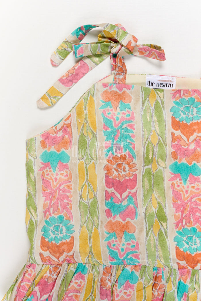 The Nesavu Girls Co-Ord Sets Baby Girl Printed Co-ord Set in Modal Silk for Cultural Gatherings and Festivals Nesavu Nesavu modal silk printed co-ord set for baby girls with ethnic motifs for festive celebrations