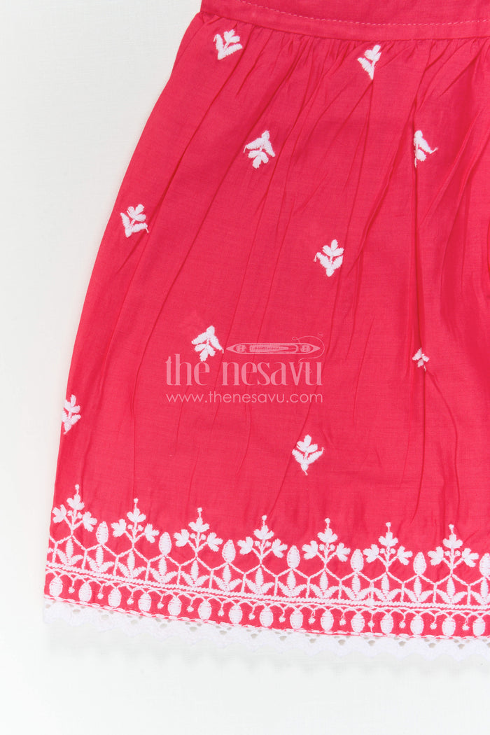 The Nesavu Girls Sharara / Plazo Set Baby Girl Sharara Set for Festive Occasions and Family Functions Nesavu Nesavu Baby Girl Sharara Set For Festive Occasions With Cotton Fabric And Thread Embroidery Design