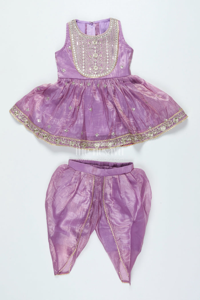 The Nesavu Girls Sharara / Plazo Set Baby Girl Sharara Set for Festive Weddings and Cultural Occasions Nesavu 16 (1Y) / Purple GPS685A-16 Nesavu baby girl sharara set mirror embroidery festive functions wedding wear