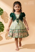 The Nesavu Silk Frock Baby Girl Silk Frock for Birthday and Festive Party Wear Nesavu 16 (1Y) / Green / Silk Blend SF1135C-16 Nesavu Baby Girl Silk Frock For Birthday And Festive Wear With Green Tissue Skirt And Flared Design