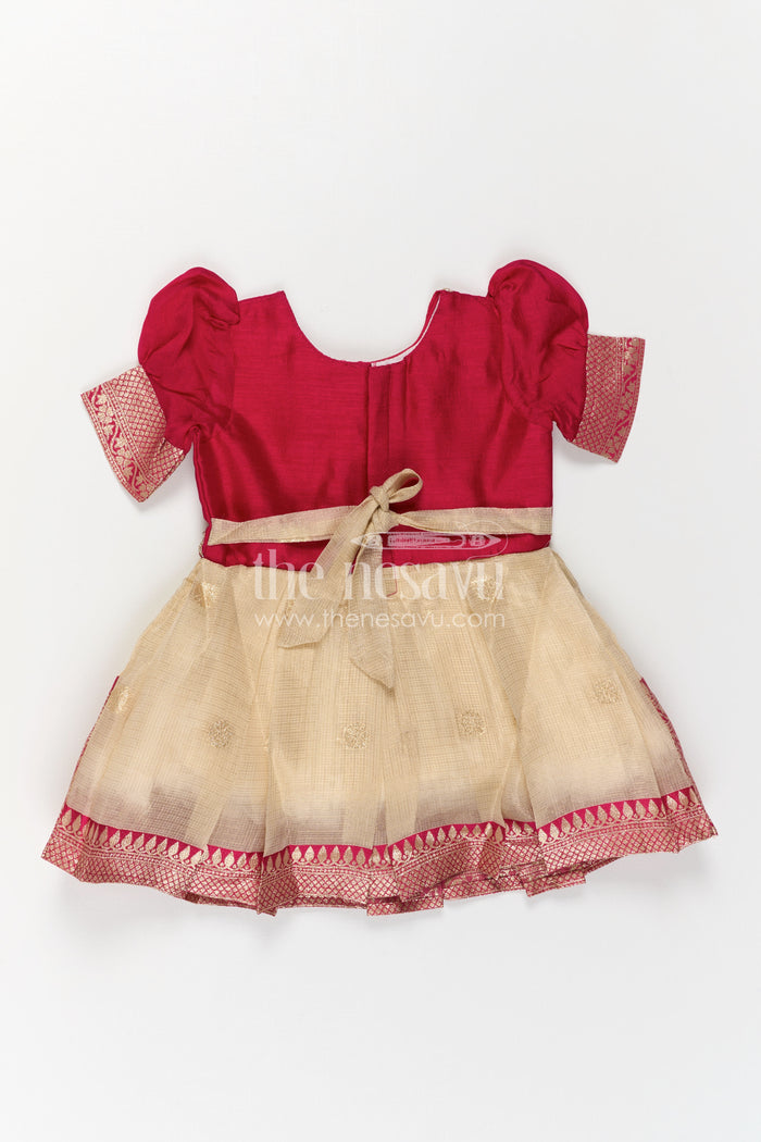 The Nesavu Silk Frock Baby Girl Silk Frock for Birthdays and Festive Occasions Nesavu Nesavu Baby Girl Silk Frock For Birthdays And Festive Occasions With Blend Silk And Flared Design