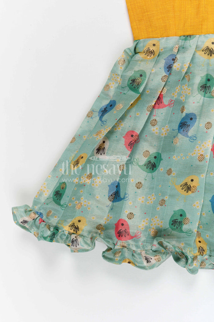The Nesavu Silk Frock Baby Girl Silk Frock for Casual Festive Wear and Outings Nesavu Nesavu baby girl silk frock for casual festive wear with chanderi cotton digital print and comfortable flared style