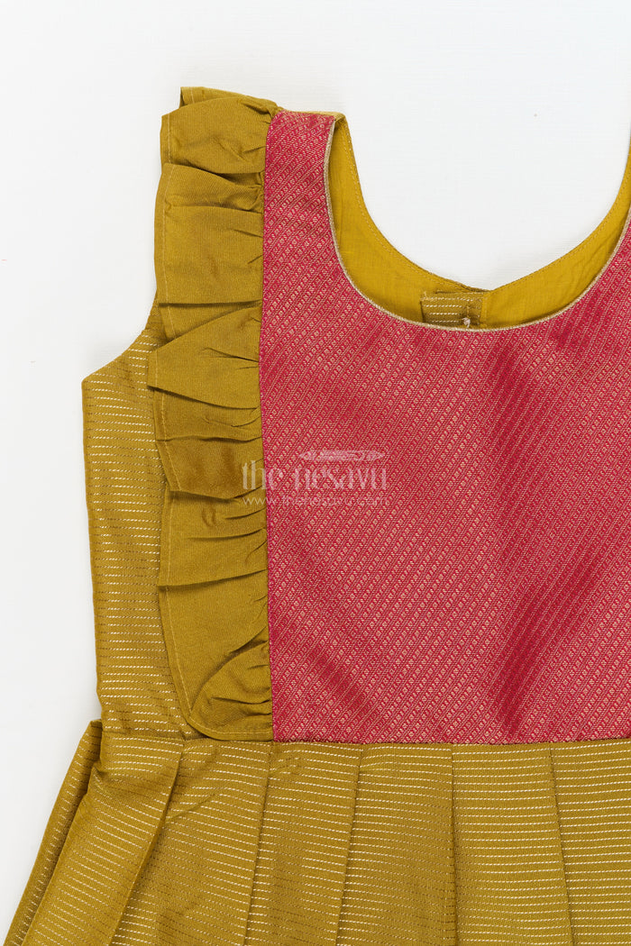 The Nesavu Girls Kanchi Silk Frock Baby Girl Silk Frock for Festivals and Wedding Guest Outfits Nesavu Nesavu baby girl silk frock for weddings and traditional South Indian celebrations