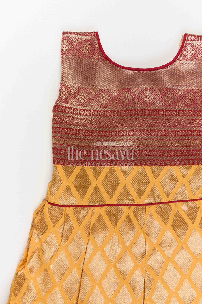 The Nesavu Silk Frock Baby Girl Silk Frock for Festive Celebrations and Functions Nesavu Nesavu Baby Girl Silk Frock For Festive Occasions With Semi Banaras Fabric And Traditional Flared Design