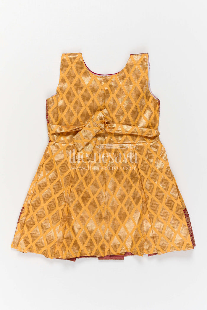 The Nesavu Silk Frock Baby Girl Silk Frock for Festive Celebrations and Functions Nesavu Nesavu Baby Girl Silk Frock For Festive Occasions With Semi Banaras Fabric And Traditional Flared Design