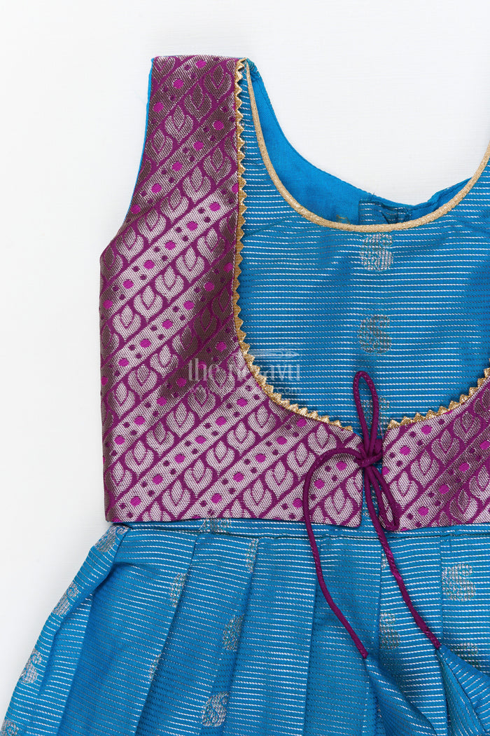 The Nesavu Girls Kanchi Silk Frock Baby Girl Silk Frock for Naming Ceremonies and Milestone Celebrations Nesavu Nesavu baby girl Kanchivaram silk frock with zari border for naming ceremony and traditional events
