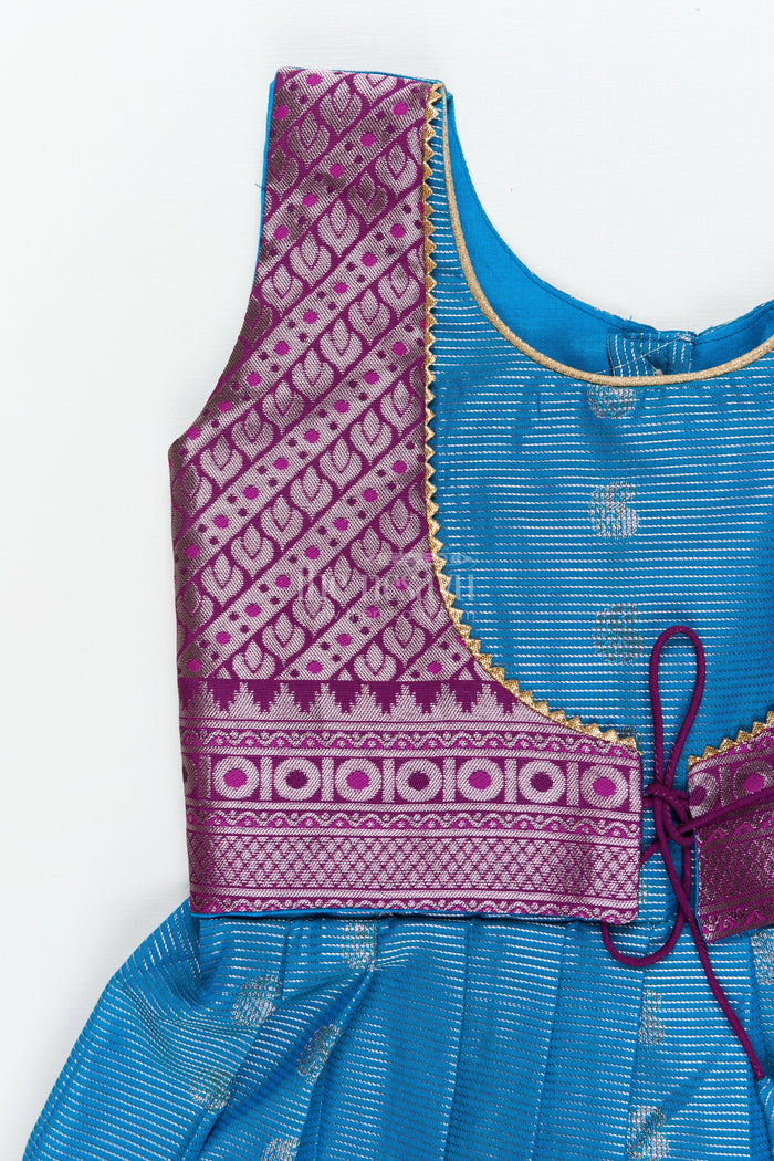 The Nesavu Girls Kanchi Silk Frock Baby Girl Silk Frock for Naming Ceremonies and Milestone Celebrations Nesavu Nesavu baby girl Kanchivaram silk frock with zari border for naming ceremony and traditional events