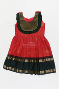 The Nesavu Girls Kanchi Silk Frock Baby Girl Silk Frock for Traditional Celebrations and Ethnic School Functions Nesavu 20 (3Y) / Orange / Style 1 KSF036DA-20 Nesavu baby girl traditional silk frock with zari border and frilled bib yoke for festive occasions