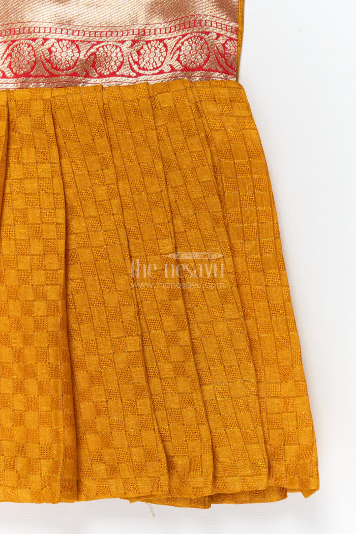 The Nesavu Silk Frock Baby Girl Silk Frock for Traditional Functions and Poojas Nesavu Nesavu traditional silk frock for baby girls with paithani waistband – ideal for poojas and family events