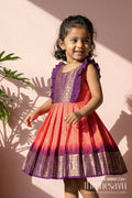The Nesavu Girls Kanchi Silk Frock Baby Girl Silk Frock for Traditional Functions and Temple Visits Nesavu 10 (NB) / Red / Style 1 KSF039BA-10 Nesavu baby girl silk frock for traditional occasions and festive family gatherings