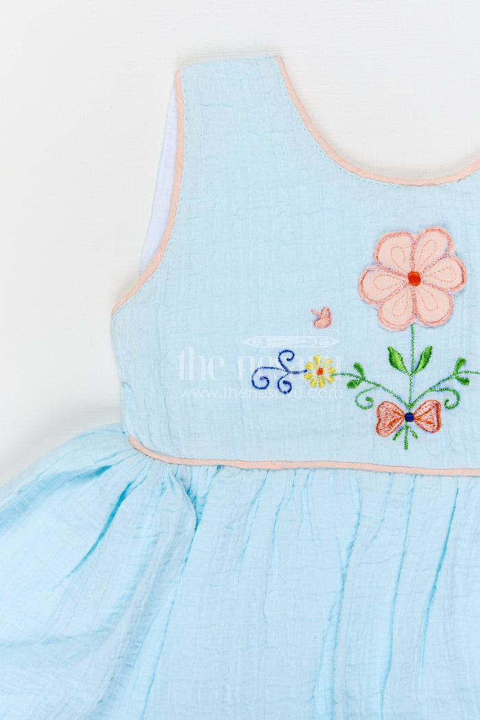 The Nesavu Baby Cotton Frocks Baby Girls Bubble Crepe and Embroidered Frock with Layered Flare Nesavu Nesavu baby girls bubble crepe embroidered frock with layered flare design