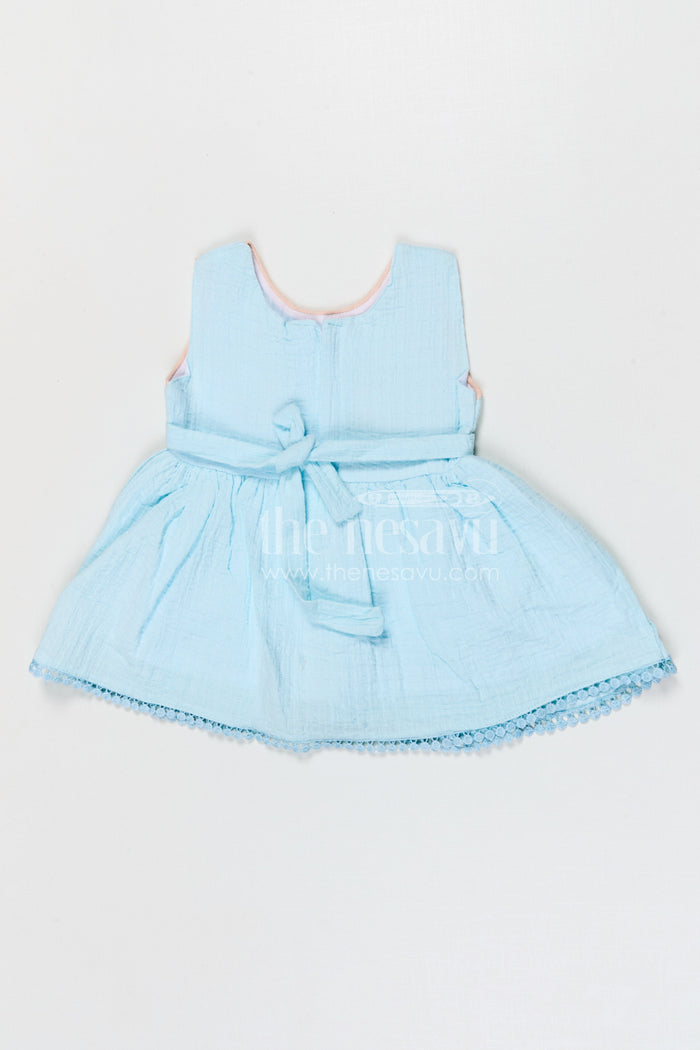 The Nesavu Baby Cotton Frocks Baby Girls Bubble Crepe and Embroidered Frock with Layered Flare Nesavu Nesavu baby girls bubble crepe embroidered frock with layered flare design