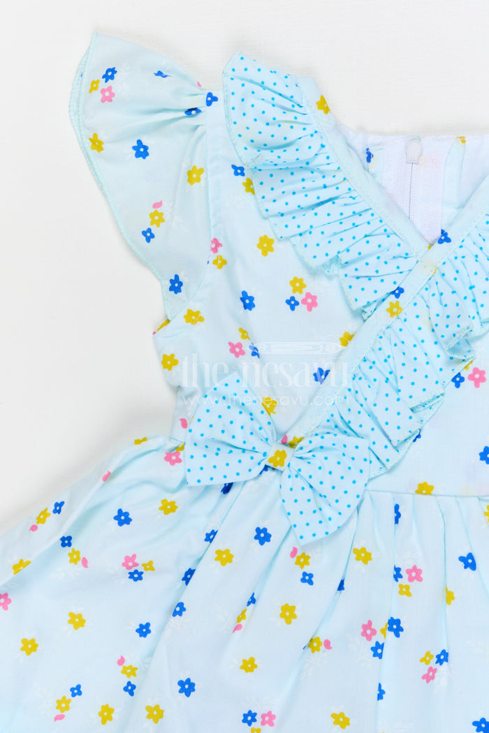 The Nesavu Baby Cotton Frocks Baby Girls Cotton Floral Frock with Ruffle Detail for Summer Wear Nesavu Nesavu baby girls cotton floral frock with ruffle design for summer baby fashion