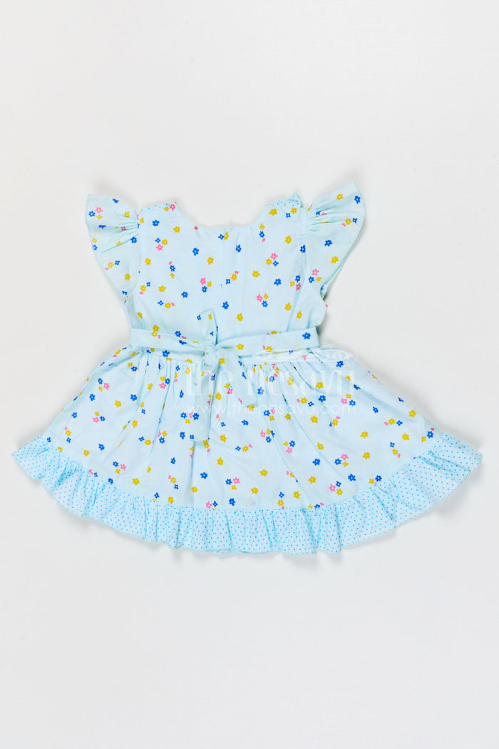 The Nesavu Baby Cotton Frocks Baby Girls Cotton Floral Frock with Ruffle Detail for Summer Wear Nesavu Nesavu baby girls cotton floral frock with ruffle design for summer baby fashion