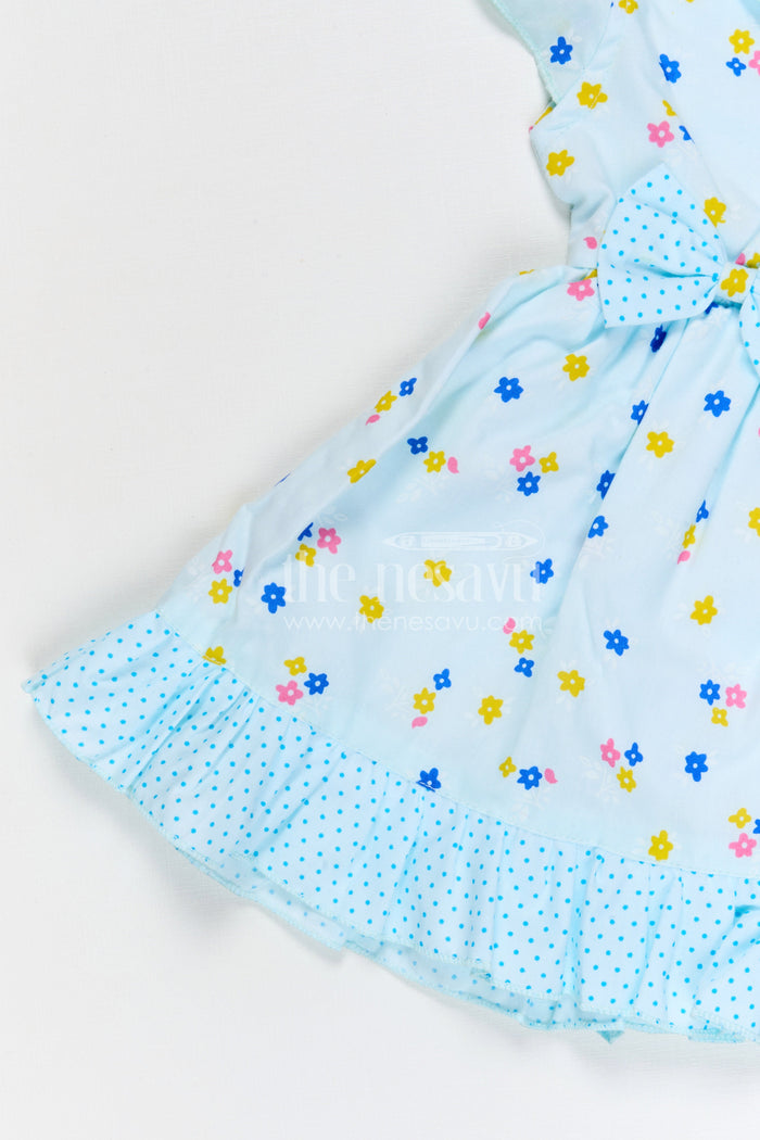 The Nesavu Baby Cotton Frocks Baby Girls Cotton Floral Frock with Ruffle Detail for Summer Wear Nesavu Nesavu baby girls cotton floral frock with ruffle design for summer baby fashion