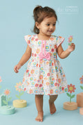 The Nesavu Baby Cotton Frocks Baby Girls Floral Cotton Frock for Playful Summer Outings Nesavu 14 (6M) / Multicolor / Cotton BFJ964A-14 Nesavu baby girls floral cotton frock with digital print for summer wear and casual outings