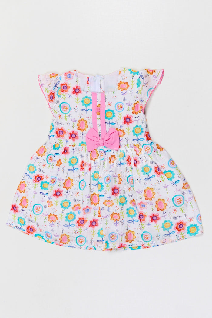 The Nesavu Baby Cotton Frocks Baby Girls Floral Cotton Frock for Playful Summer Outings Nesavu 14 (6M) / Multicolor / Cotton BFJ964A-14 Nesavu baby girls floral cotton frock with digital print for summer wear and casual outings