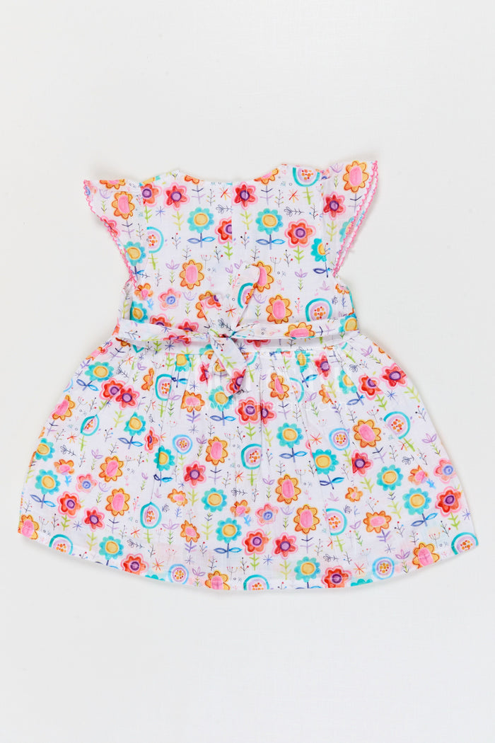 The Nesavu Baby Cotton Frocks Baby Girls Floral Cotton Frock for Playful Summer Outings Nesavu Nesavu baby girls floral cotton frock with digital print for summer wear and casual outings