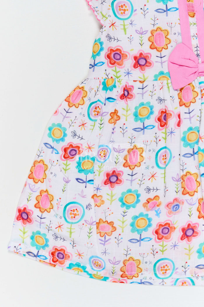 The Nesavu Baby Cotton Frocks Baby Girls Floral Cotton Frock for Playful Summer Outings Nesavu Nesavu baby girls floral cotton frock with digital print for summer wear and casual outings