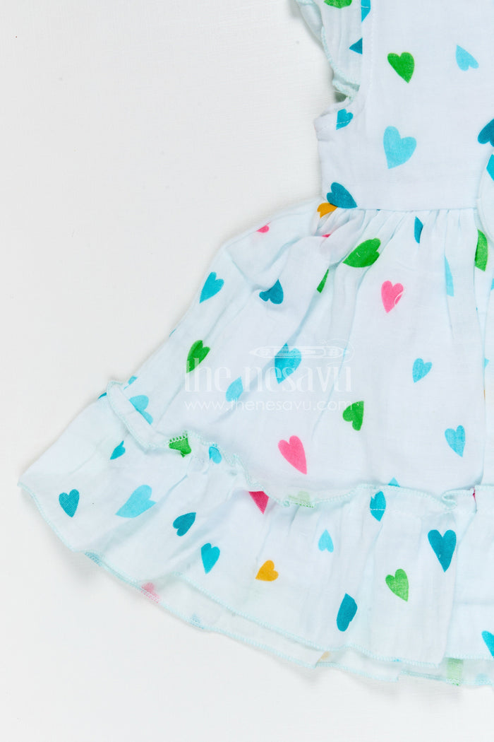 The Nesavu Baby Cotton Frocks Baby Girls Muslin Cotton Floral Printed Frock with Bow Detail Nesavu Nesavu baby girls muslin cotton floral printed frock with bow for summer baby wear