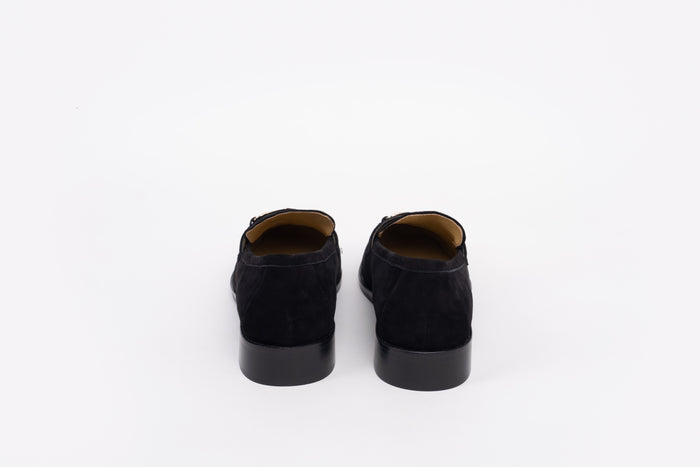Back view of Betsy Loafers in Black Suede. Womens shoes in larger sizes. Available in larger sizes UK 8-12