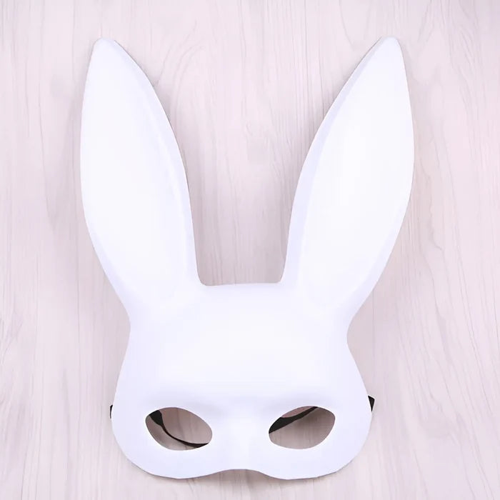 Black Bunny Mask - Matte White