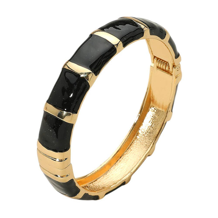 Black Enamel Bamboo Bangle Bracelet