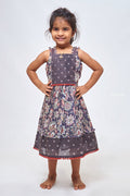 The Nesavu Girls Cotton Frock Blue Bloom: Floral Printed Pleated Blue Cotton Frock for Girls Nesavu 22 (4Y) / Blue / Cotton GFC1154A-22 Stylish & Comfy: Browse Our Range of Cotton Frocks for Baby Girls