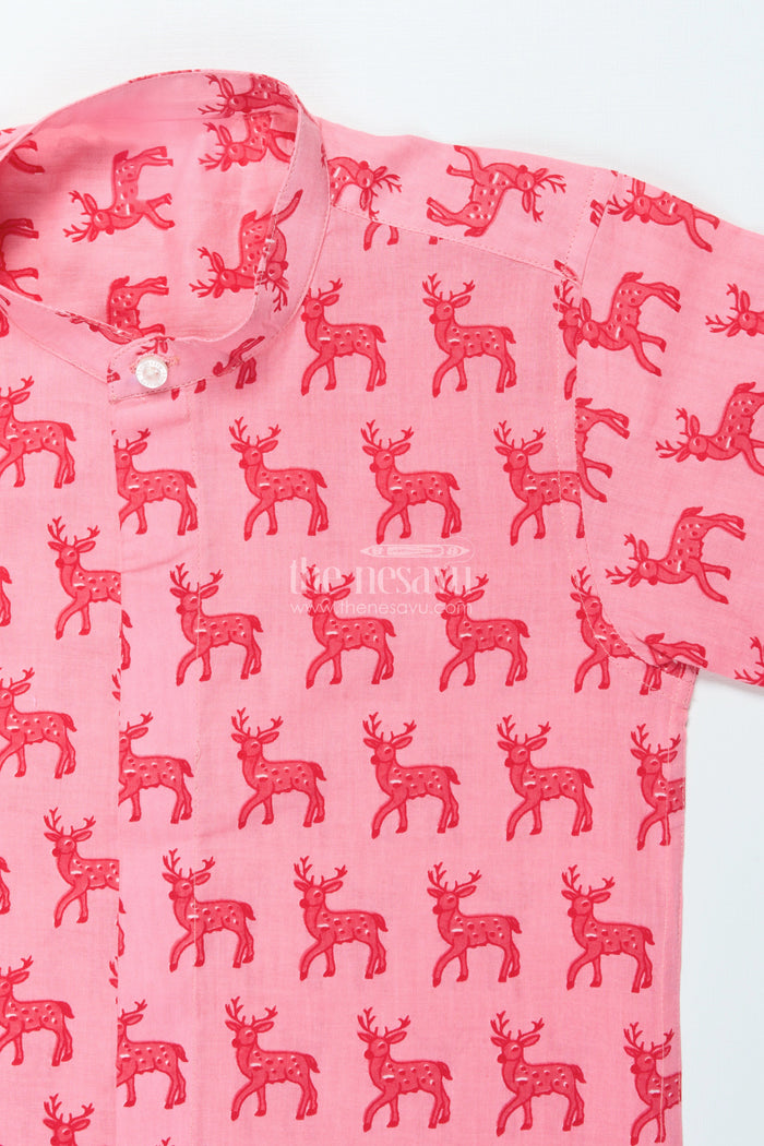 The Nesavu Boys Cotton Shirt Boys Animal Print Cotton Shirt for Everyday Wear and Playful Outings Nesavu Nesavu boys cotton animal print shirt casual wear summer outings