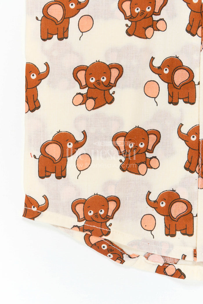 The Nesavu Boys Cotton Shirt Boys Animal Print Cotton Shirt for Playdates and Casual Outings Nesavu Nesavu Boys Cotton Animal Print Shirt With Elephant Design For Playful Casual Outings