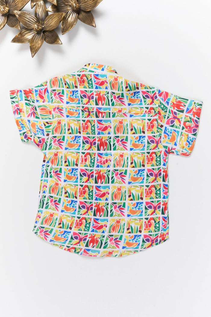 The Nesavu Boys Linen Shirt Boys Animal Print Linen Shirt for School Casuals and Fun Outings Nesavu Nesavu boys animal print linen shirt casual wear school days everyday fun