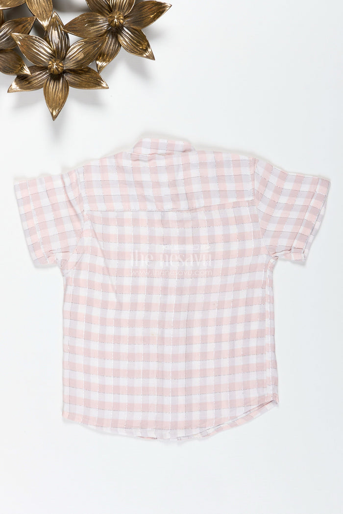 The Nesavu Boys Cotton Shirt Boys Beige Checkered Shirt in Cotton Blend for Everyday Comfort and Style Nesavu Nesavu Boys Cotton Blend Check Shirt Everyday Wear School Family Time Casual Outings