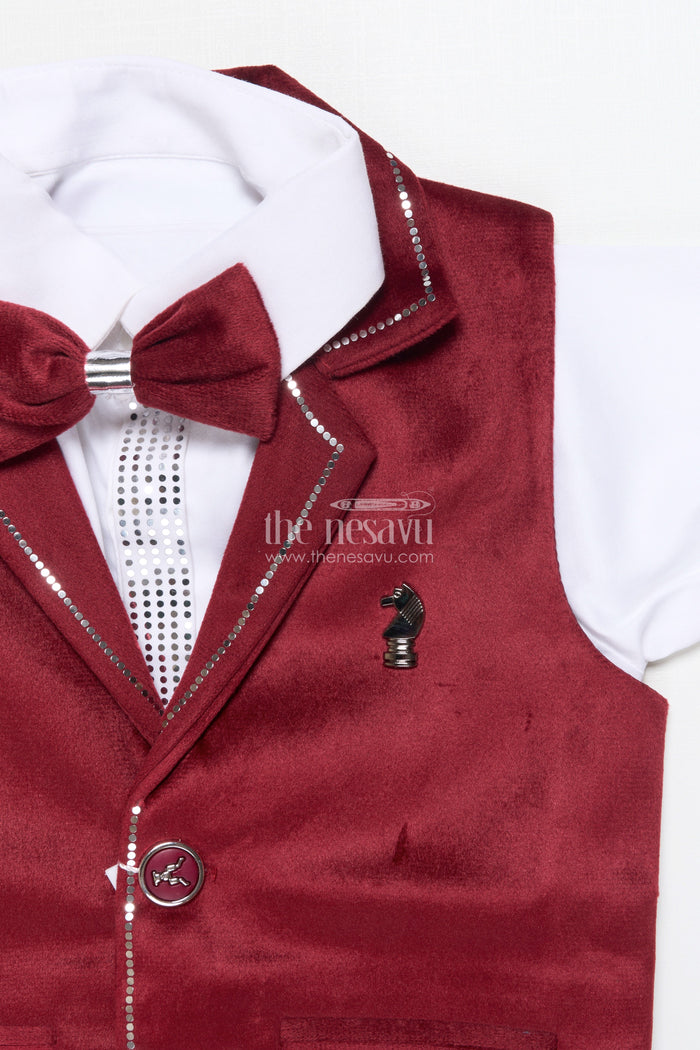 The Nesavu Boys Casual Set Boys Birthday Outfit with Waistcoat and Bowtie for Festive Occasions Nesavu Nesavu boys birthday outfit smart waistcoat bowtie festive occasions