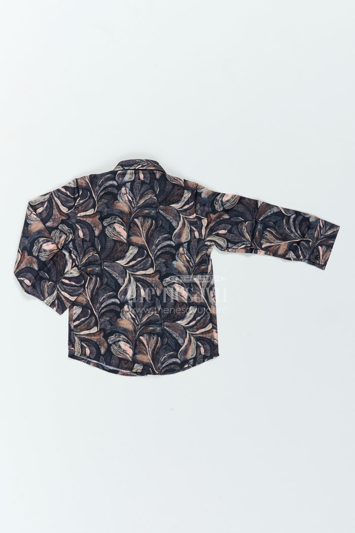 The Nesavu Boys Cotton Shirt Boys Botanical Print Shirt for Parties Family Dinners and Smart Occasions Nesavu Nesavu Boys Botanical Print Shirt For Parties Family Dinners Birthdays And Polished Smart Casual Occasions