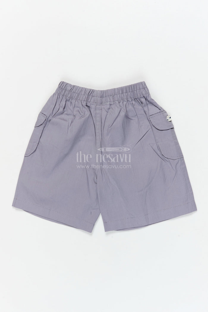 The Nesavu Boys Shorts Boys Breathable Cotton Shorts for School and Everyday Use Nesavu 16 (1Y) / Gray / Cotton BWS072C-16 Nesavu boys breathable cotton shorts with pockets – ideal for school, playtime and casual dressing